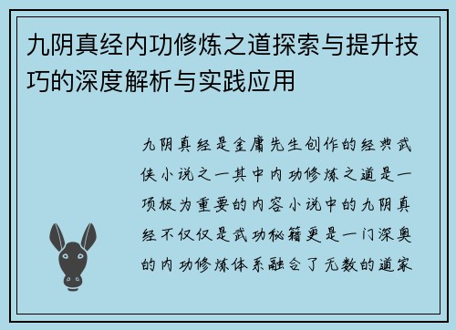 九阴真经内功修炼之道探索与提升技巧的深度解析与实践应用